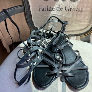 Black Gladiator Lace up Sandals